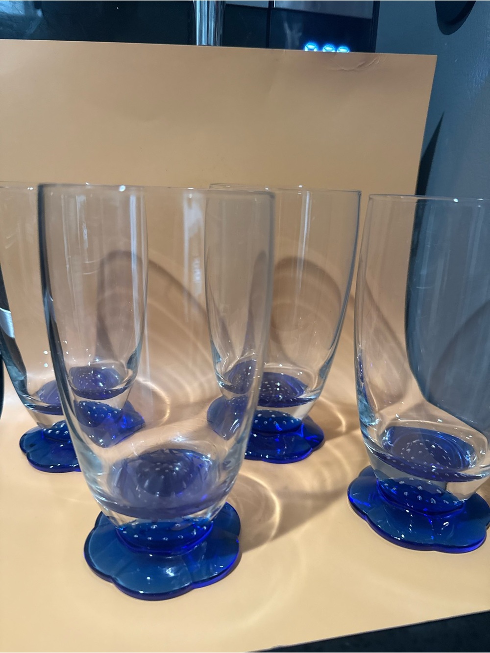 Blue-Base Glass Tumbler Set - 4 Piece